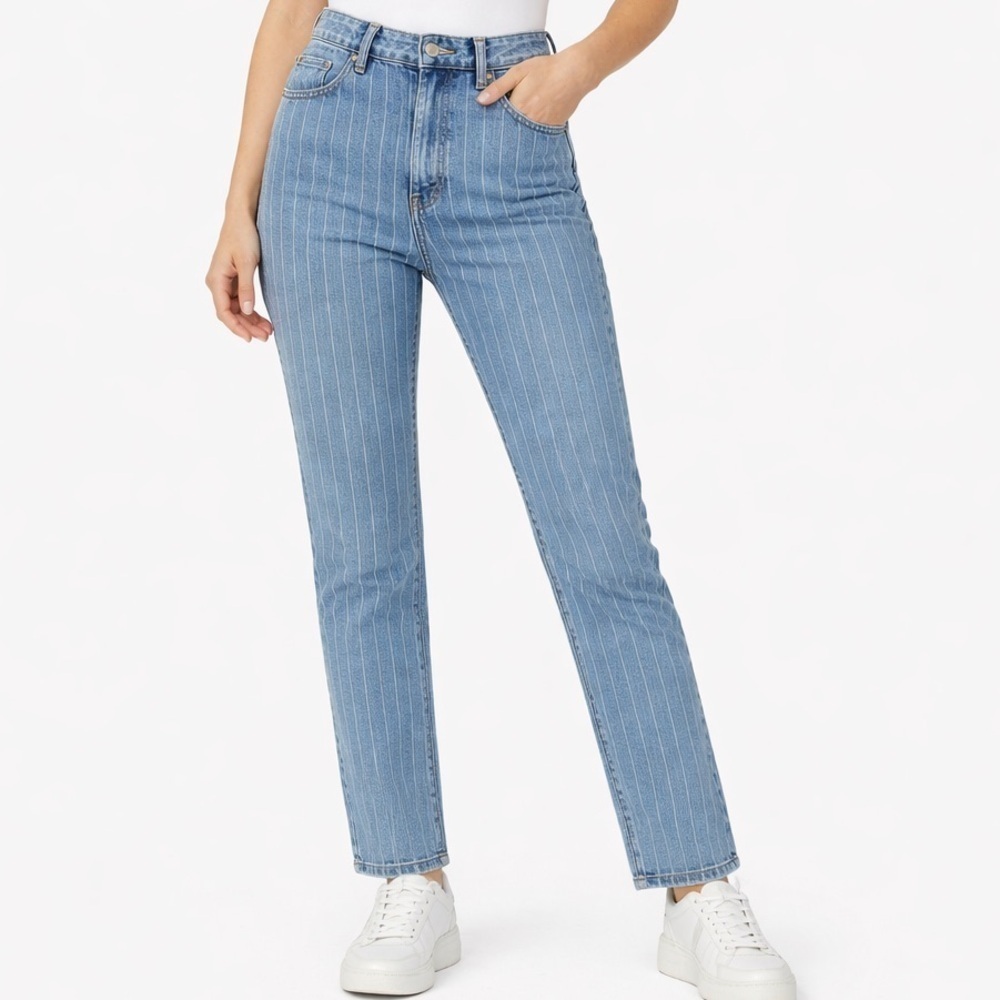 Madewell The Perfect Vintage Cropped Pinstriped Jeans Size 25